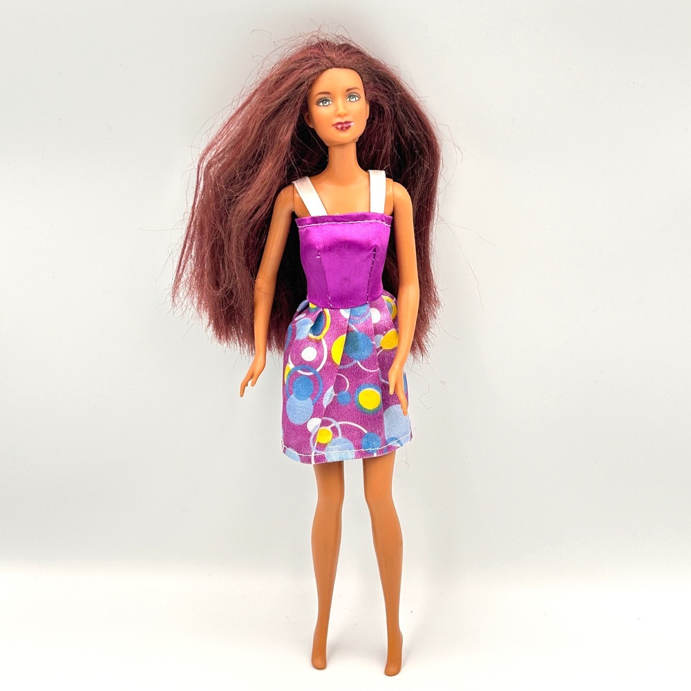 Vintage‎ 2000 Mattel Barbie Teresa Doll Auburn Brunette Hair Purple Dress